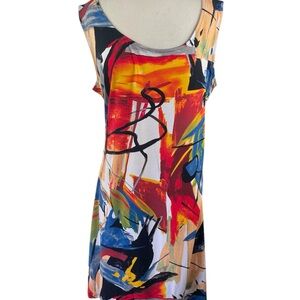 Michael Tyler Vibrant Abstract Sleeveless Dress, Size XL